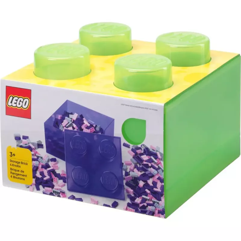 Storage Brick 4 veko Translucent (svetlozelená/transparentná) od room copenhagen – plastová úložná nádoba kompatibilná s LEGO