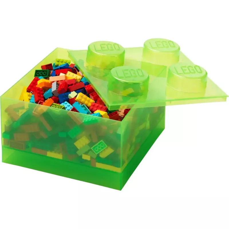 Storage Brick 4 veko Translucent (svetlozelená/transparentná) od room copenhagen – plastová úložná nádoba kompatibilná s LEGO