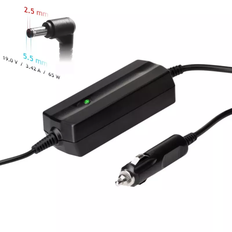 Akyga AK-ND-31 auto napájací zdroj pre notebook Asus / Toshiba, 65 W, 19 V / 3,42 A, 5,5 x 2,5 mm, 12 V vstup