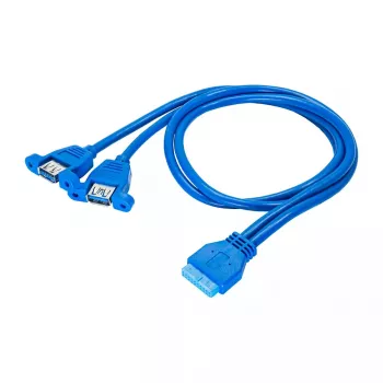 Akyga AK-CA-62 interný USB-3.0 adaptérový kábel, 19-pinový header na 2 x USB-A konektor samica, 0,65 m