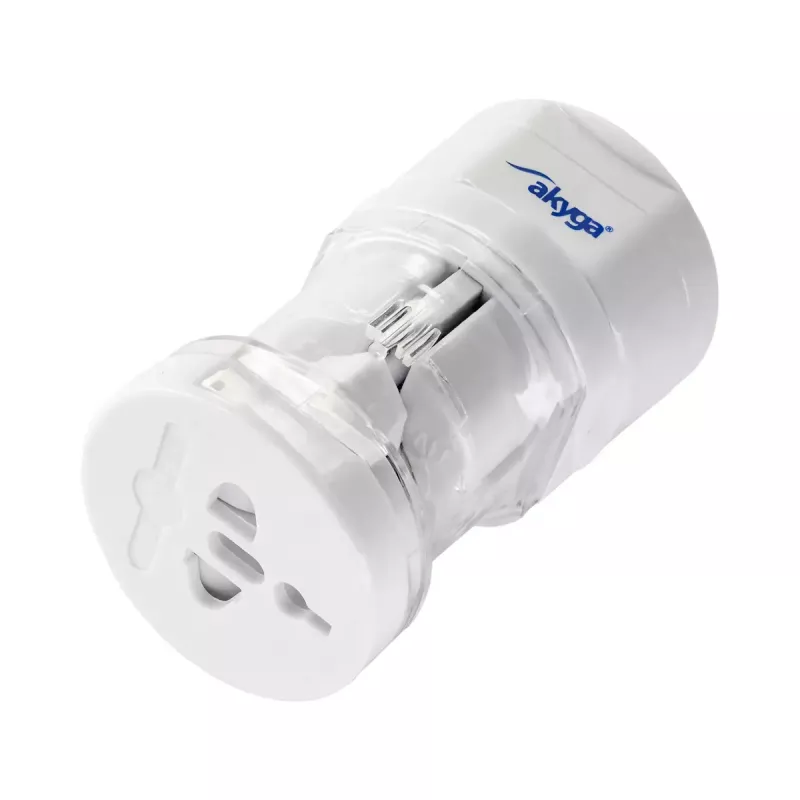 Akyga AK-AD-61 univerzálny cestovný adaptér, celosvetový, 10 A, biely