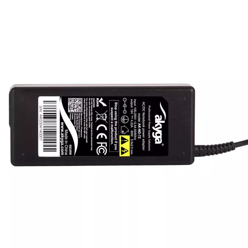 Akyga AK-ND-72 napájací zdroj pre notebooky Toshiba a tlačiarne Zebra, 80 W, 19 V, 4,22 A, 5,5 x 2,5 mm