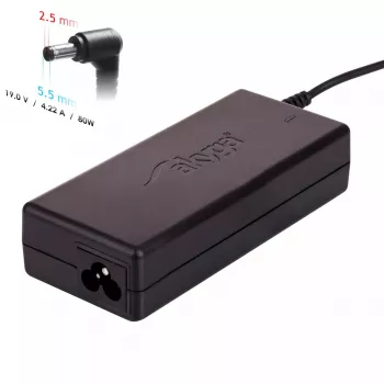 Akyga AK-ND-72 napájací zdroj pre notebooky Toshiba a tlačiarne Zebra, 80 W, 19 V, 4,22 A, 5,5 x 2,5 mm