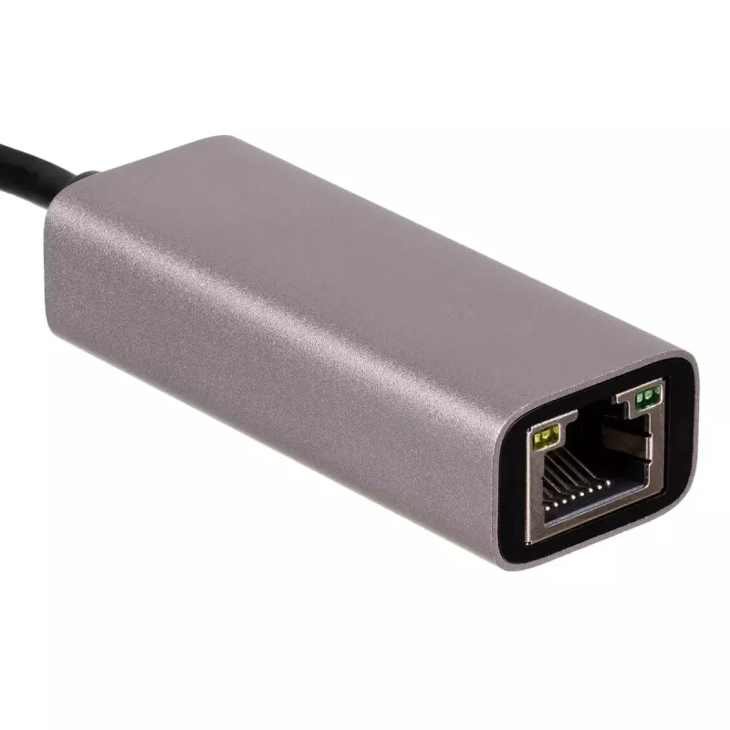 Akyga AK-AD-65 USB-C na Gigabit Ethernet adaptér, RJ45, 15 cm, strieborná