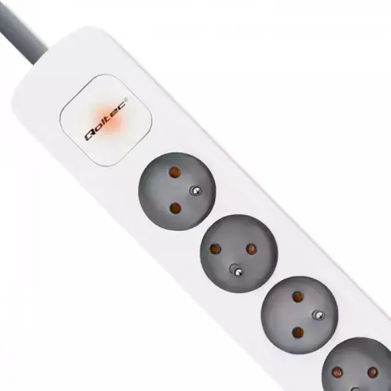 Rozbočovač napájania Qoltec 50297 1,8 m 6 AC zásuviek interiérový sivý biely