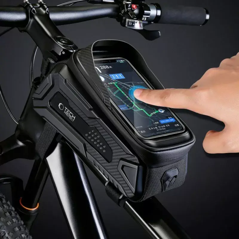 Držiak na bicykel Tech-Protect V2 L čierny pre telefóny — držiak na riadidlá, nastaviteľná veľkosť