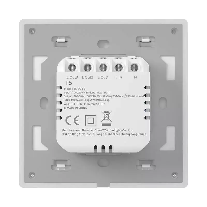 Nástenný inteligentný Sonoff WiFi dotykový vypínač TX T5 2C, 2-kanálový, dotykové panely pre dva obvody