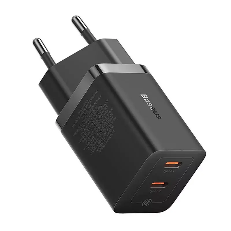 Nástenná nabíjačka Baseus GaN5 40 W, 2x USB-C (čierna)