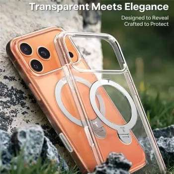 Puzdro na telefón Torras Ostand Spin Series pre iPhone 17 Pro Max Clear – transparentné ochranné puzdro