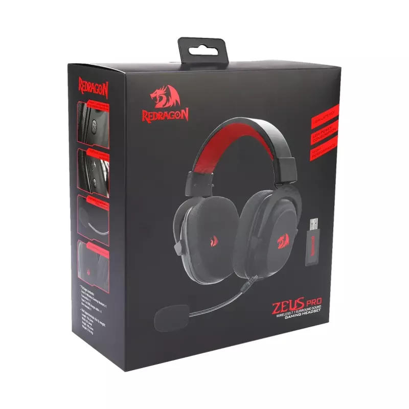 Káblové Bluetooth slúchadlá cez uši REDRAGON H510 Zeus Pro RGB – 20–20000 Hz, 1,8 m kábel, čierna