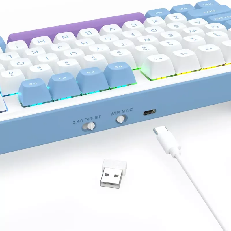 Mechanická klávesnica REDRAGON K707WBP-RGB-PRO káblová USB modrá biela