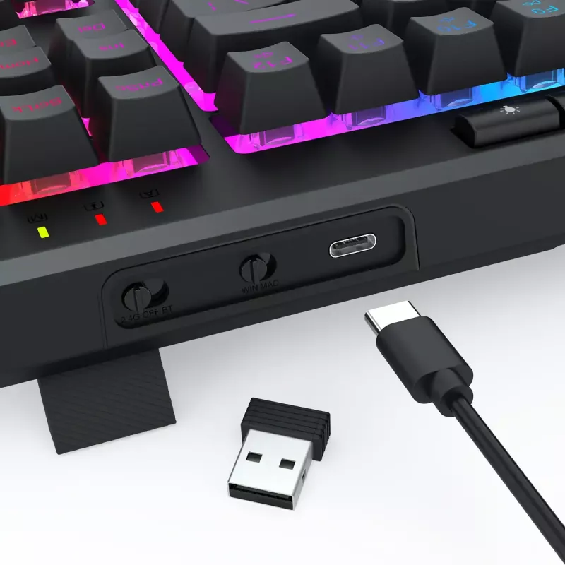 REDRAGON K516RGB-PRO SHIVA PRO 87 klávesnica USB RF Wireless Bluetooth čierna