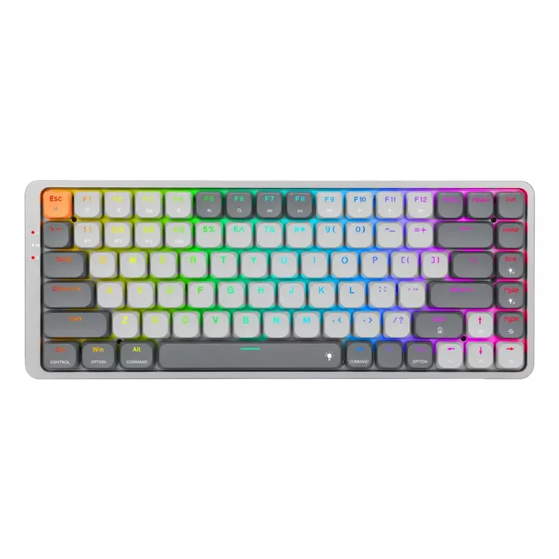 Mechanická klávesnica REDRAGON K652GG-RGB-PRO káblová bezdrôtová Bluetooth sivá