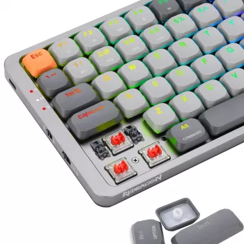 Mechanická klávesnica REDRAGON K652GG-RGB-PRO káblová bezdrôtová Bluetooth sivá