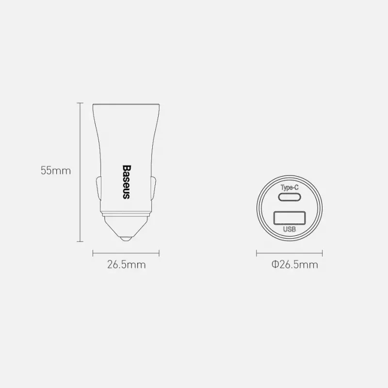Auto nabíjačka Baseus TZCCJD-0G 40W tmavosivá — USB napájací zdroj do auta, 40W výstup