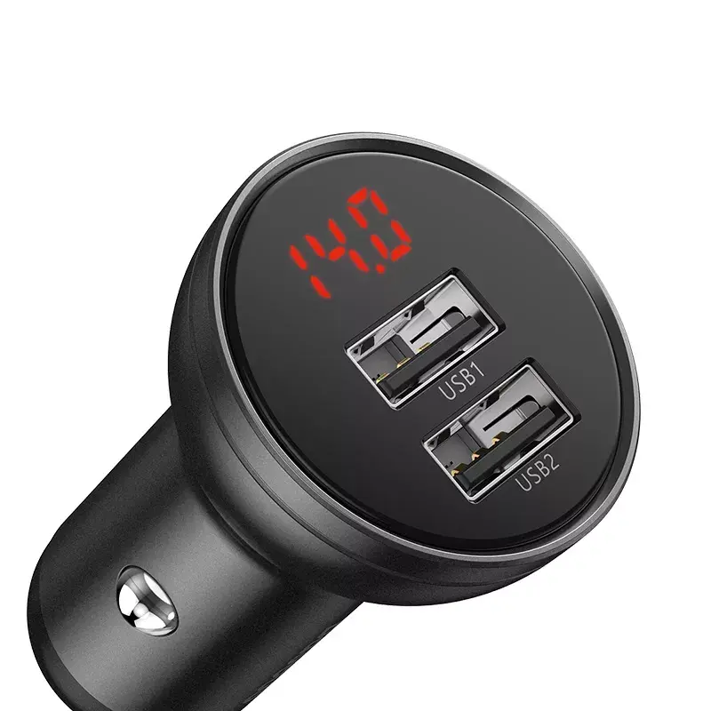 Auto USB nabíjačka Baseus AB2XUSBAKBK — 2× USB 2.0, 4,8 A, napájanie cez zapaľovač, čierna/sivá