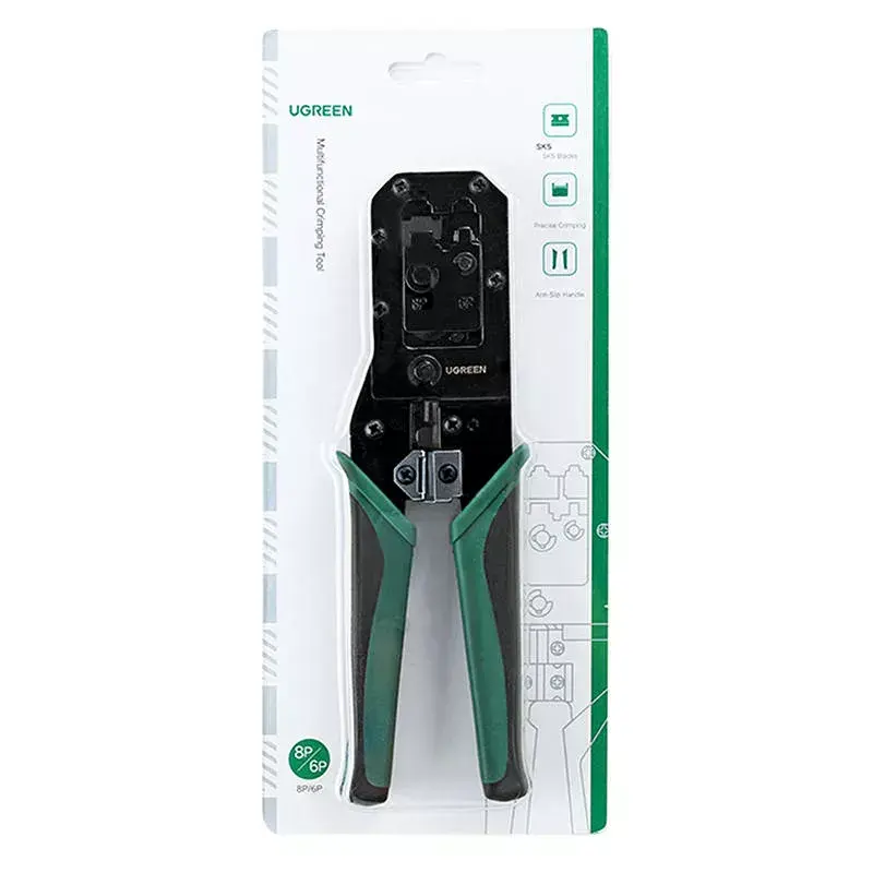 Krimpovacie kliešte UGREEN NW136 pre Ethernet RJ45/UTP káble, čierna/zelená