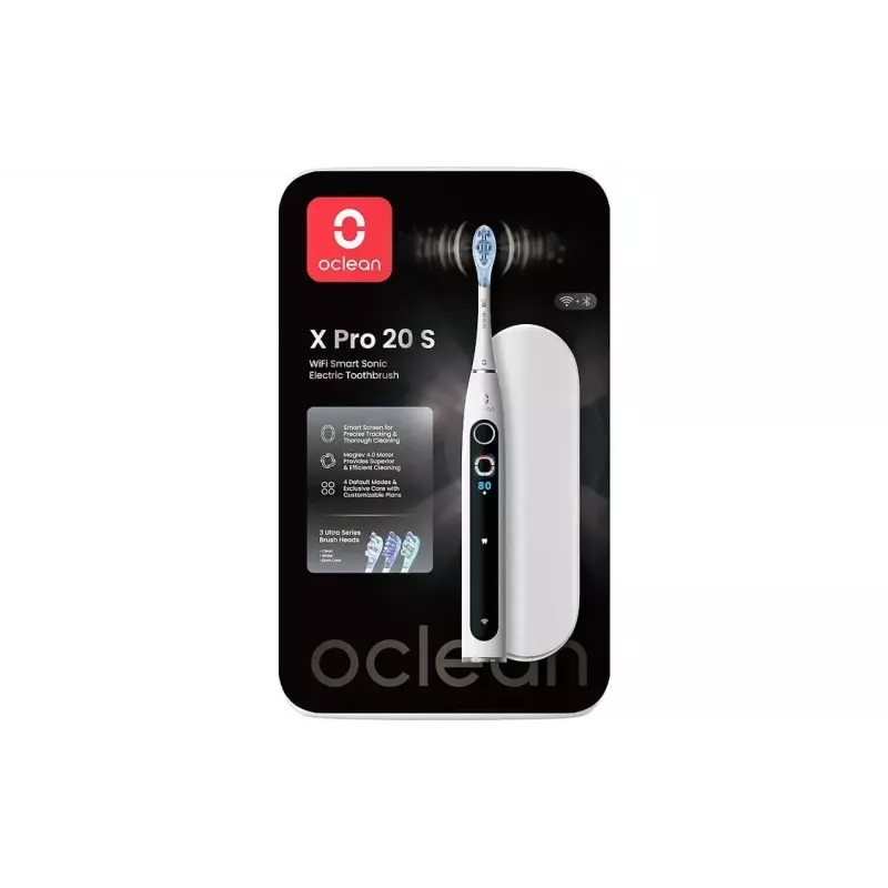 Elektrická zubná kefka OCLEAN X Pro 20 S v bielej farbe s inteligentným tlakovým senzorom