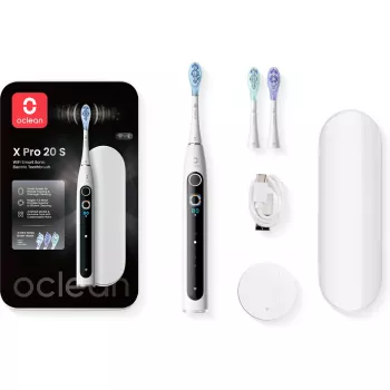Elektrická zubná kefka OCLEAN X Pro 20 S v bielej farbe s inteligentným tlakovým senzorom