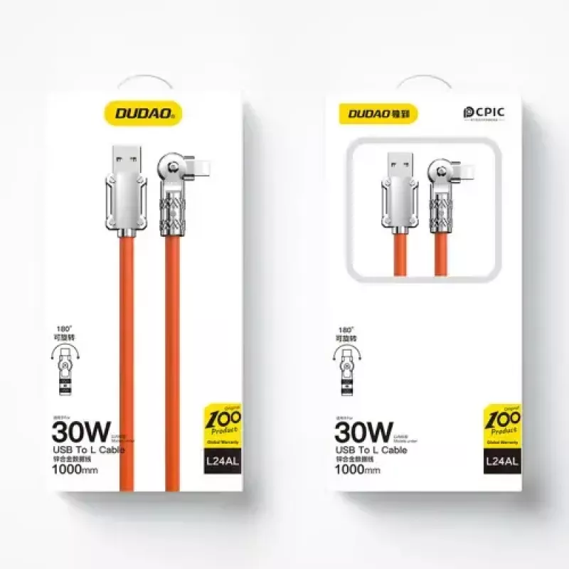 Kábel USB na Lightning Dudao L24AL — 1 m, USB-A na Lightning, oranžový