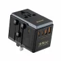 Cestovný adaptér Dudao A35Pro 35W s 3× USB-C a 2× USB-A, multi konektor EU/UK/AUS/US/JP – čierny