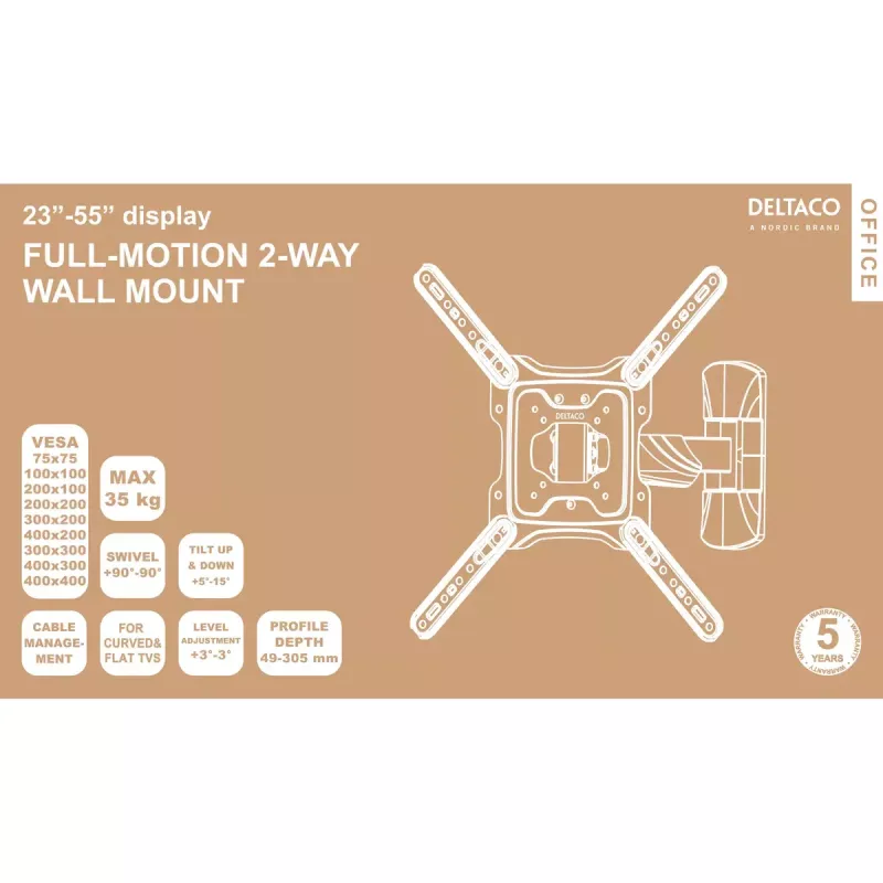 Držiak na TV Deltaco ARM-0256 139,7 cm (55 palcov) čierny