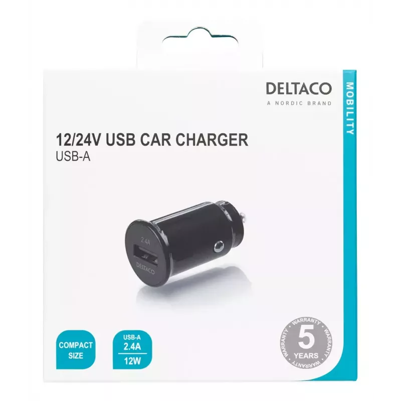 Auto nabíjačka Deltaco USB-CAR123 univerzálna čierna