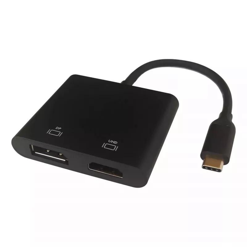 Deltaco USBC-HDDP video kábel adaptér 0,1 m USB Type-C HDMI DisplayPort čierny