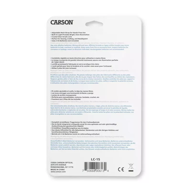 Ručná lupa Carson LumiCraft 2x, LED, na batérie, čierna, 135×23×226 mm