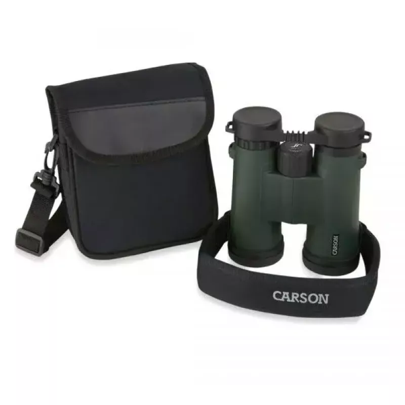 Ďalekohľad Carson JR Series 10x42 BaK-4, kompaktný strešový hranol, čierna/zelená