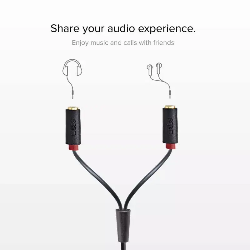 Audio stereo kábel SBS Audio 3,5 mm jack s rozbočovačom