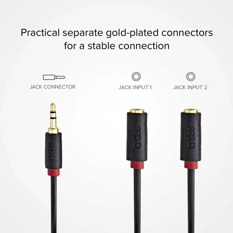 Audio stereo kábel SBS Audio 3,5 mm jack s rozbočovačom