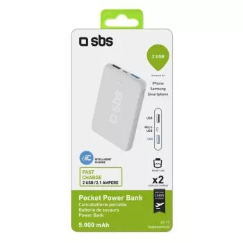 Prenosná powerbanka SBS 5000 mAh, kapacita batérie 5000 mAh