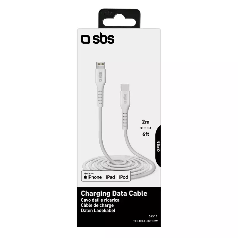 Kábel Lightning na USB-C SBS Mobile TECABLELIGTC2W — 2 m, biely