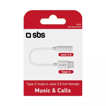 Mobilný kábel SBS TEINTJACKTYCFMW biely 0,09 m 3,5 mm USB-C