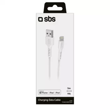 Kábel Lightning SBS TECABLEUSBIP5389W 3 m biela USB A
