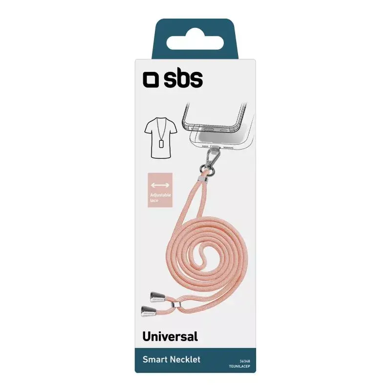 Šnúrka na mobil SBS TEUNILACEP, ružová, textil, 1 ks, dĺžka (balenie) 200 mm