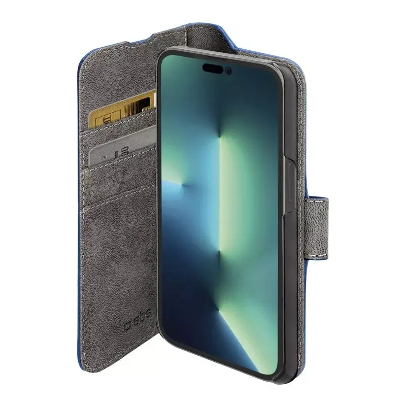 Puzdro peňaženka SBS TEBKWALIP1461PB pre iPhone 14 Pro 15,5 cm modrá