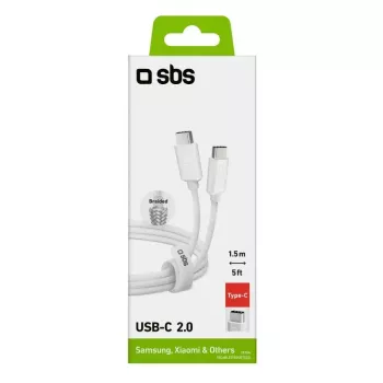 Kábel USB-C na USB-C SBS Mobile TECABLETISSUETCCG, USB 2.0, 1,5 m, biely