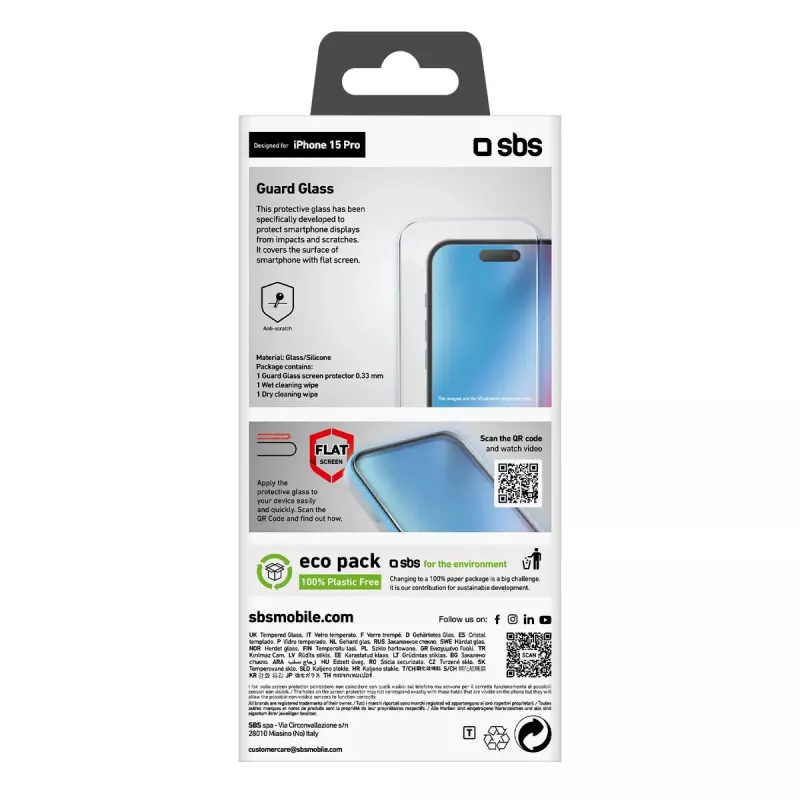 Ochrana displeja SBS TESCRGLIP1561P Apple iPhone 15 Pro tvrdené sklo