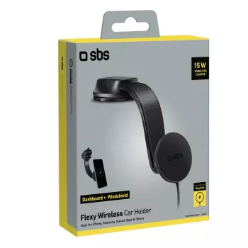 Auto bezdrôtová nabíjačka na smartfón SBS Mobile TESUPPMAG15W21 — 15 W, napájaná z autozásuvky, čierna