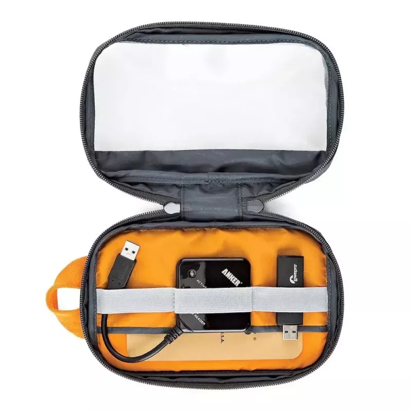 Taška Lowepro GearUp Pouch Mini nylon polyester ripstop sivá oranžová