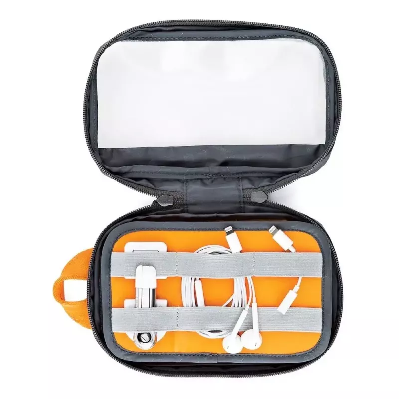 Taška Lowepro GearUp Pouch Mini nylon polyester ripstop sivá oranžová