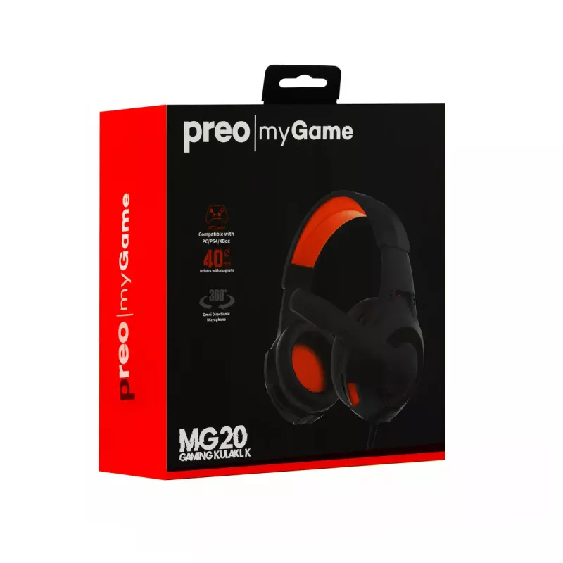 Headset Preo 125085402 drôtový herný čierny červený 20-20000 Hz