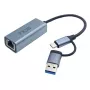 USB hub Inca IUTP-01TX Type-A Type-C Gigabit Ethernet modrý