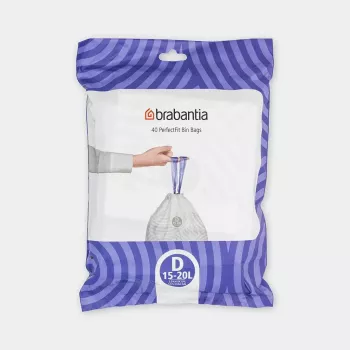 Vrecia na odpad BRABANTIA 138164, 20 l, biele, plast, 40 ks, 545×435 mm