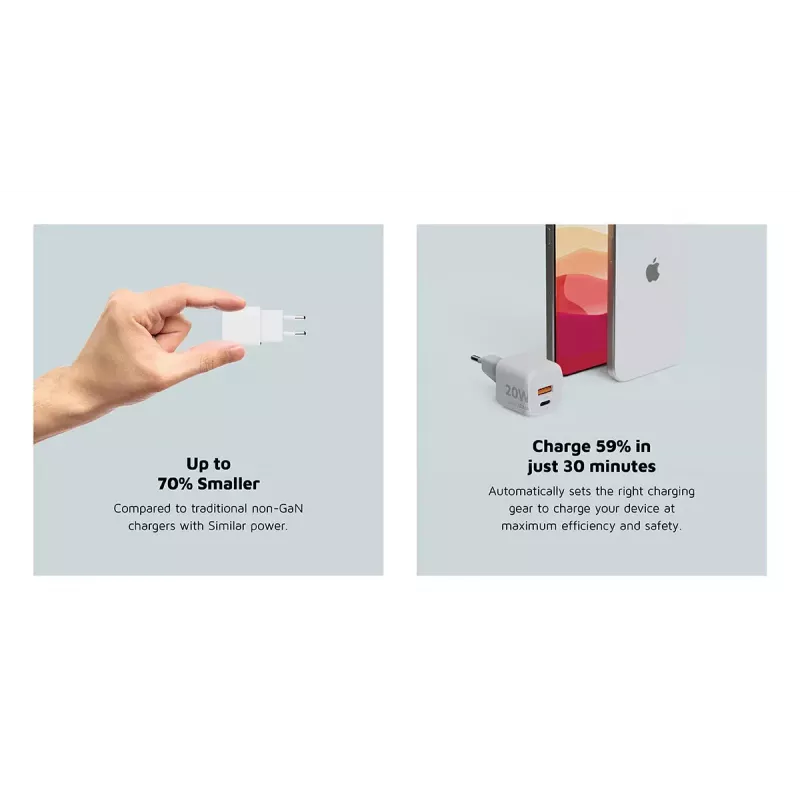 Nástenná nabíjačka Xtorm 20W GaN² Ultra — 20 W, USB-C, interiérová, biela