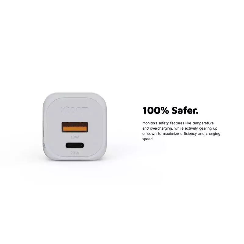 Nástenná nabíjačka Xtorm 20W GaN² Ultra — 20 W, USB-C, interiérová, biela