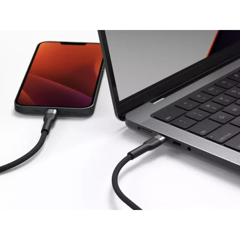 Kábel USB-C na Lightning LINQ byELEMENTS 2 m MFi certifikovaný čierny