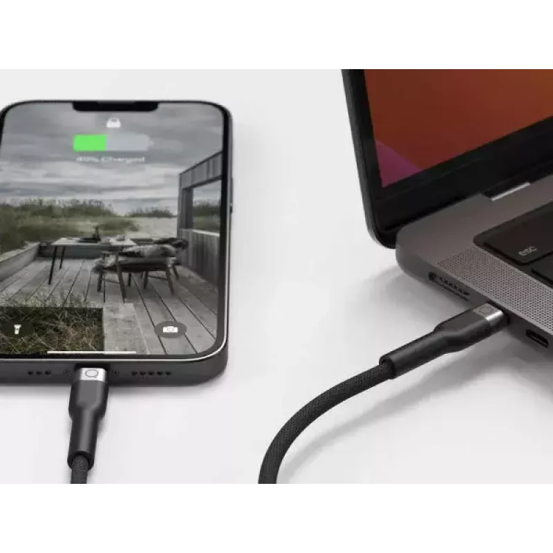 Kábel USB-C na Lightning LINQ byELEMENTS 2 m MFi certifikovaný čierny